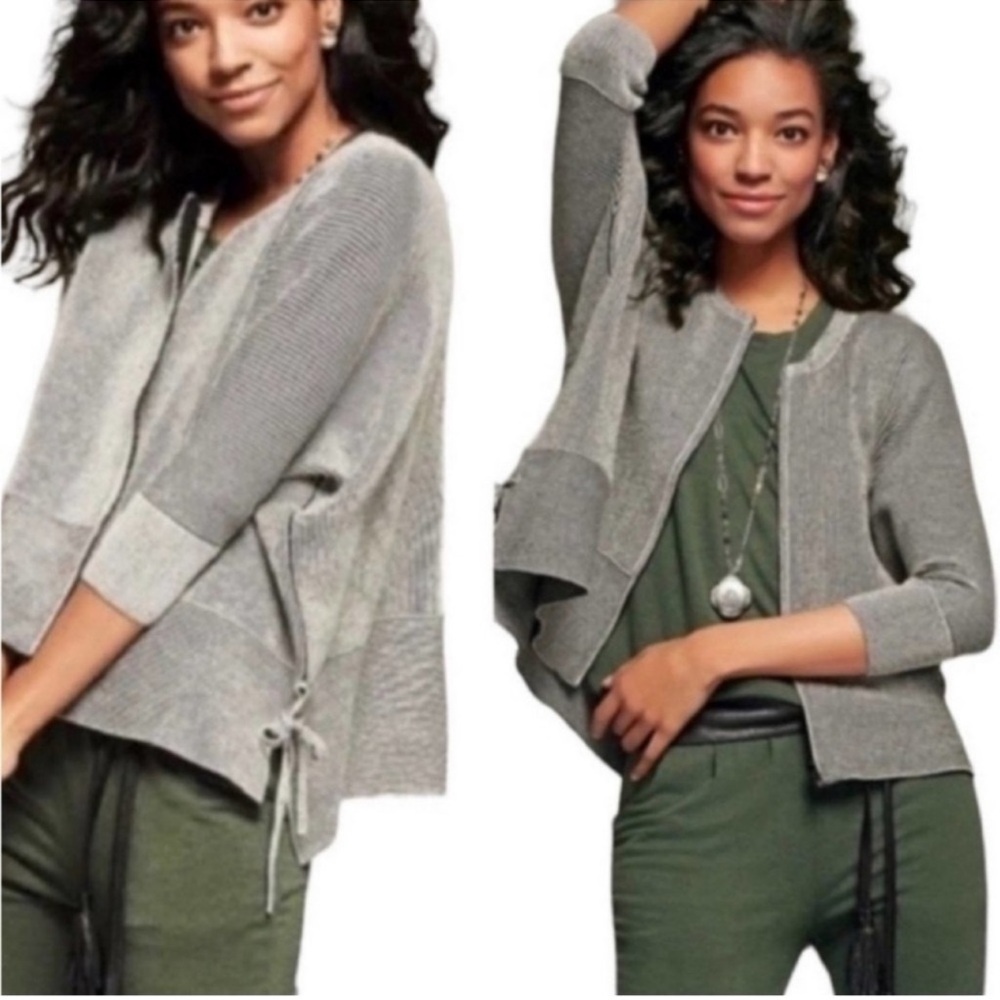 CAbi Cupid’s Cardy in black & white stripe, zip front. 3/4 sleeve, boxy fit Sz S - Picture 4 of 4